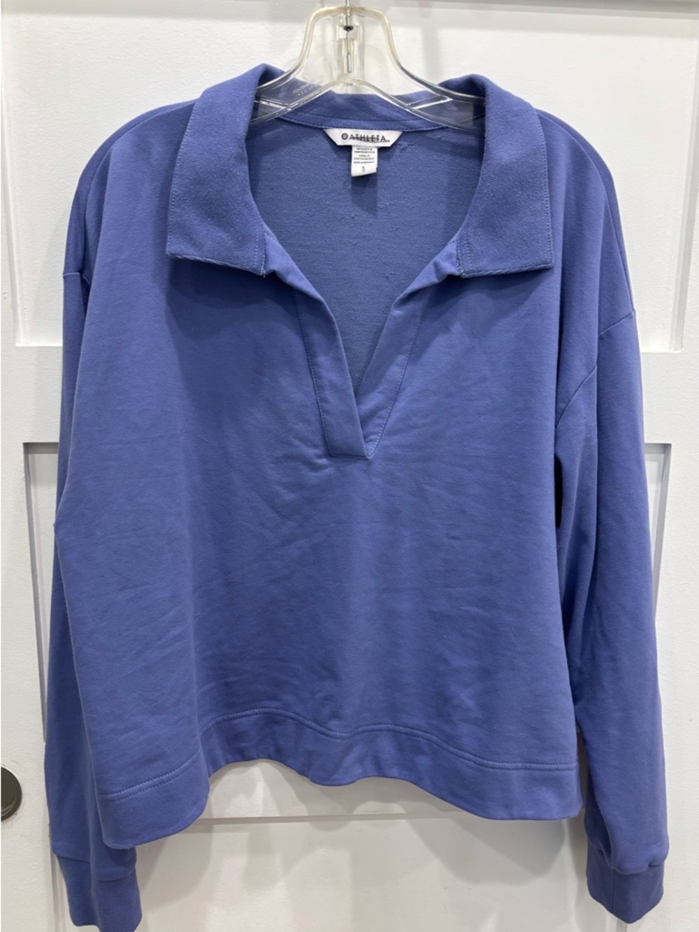 Athleta Lavender Blue Long Sleeve Crop Polo